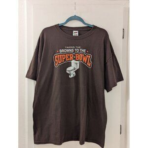Taking The Browns To The Super Bowl Funny T-Shirt 2XL Brown Fruit Of The Loom Be